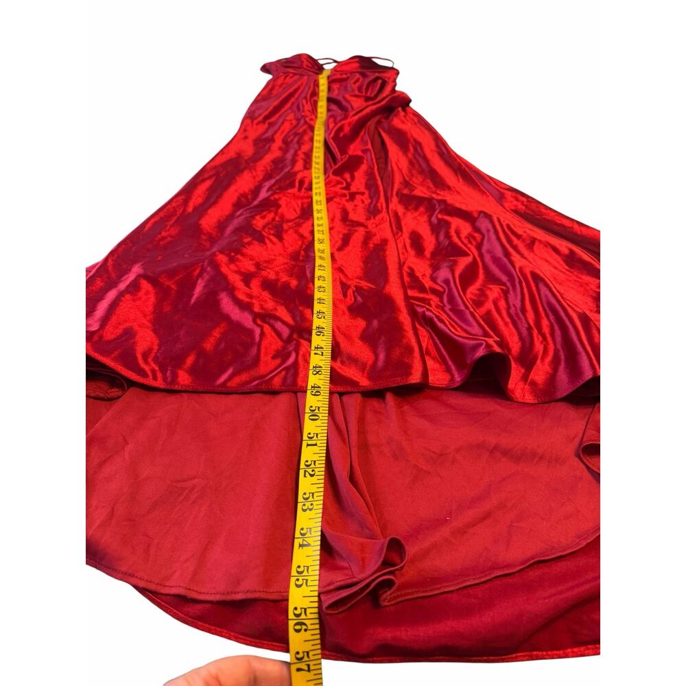 STACEES Red Satin Corset Gown Thigh-High Slit - Size 8 - Picture 15 of 16